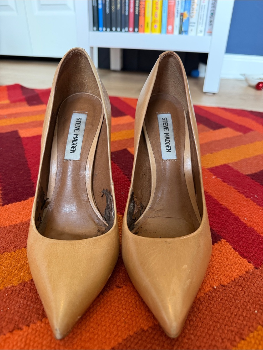 Steve Madden Tan Pointed-Toe Leather Pumps